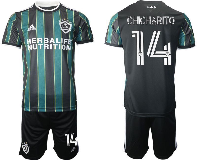 Men 2021-2022 Club Los Angeles Galaxy away black #14 Adidas Soccer Jersey